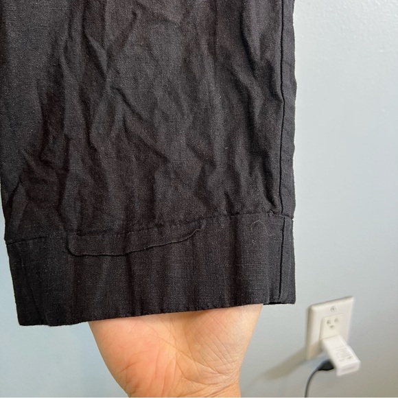 Rachel Zoe Pull On Cropped Pants Linen Blend Sz 12 Black Utility Boho casual - Picture 6 of 11